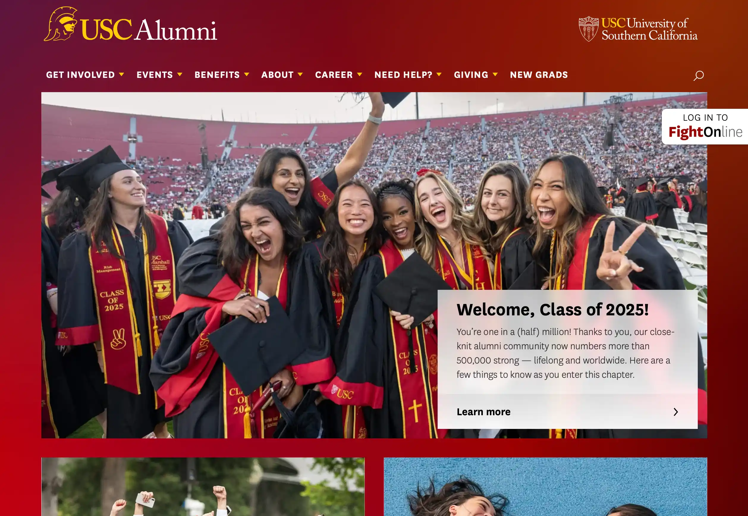USC Alumni homepage