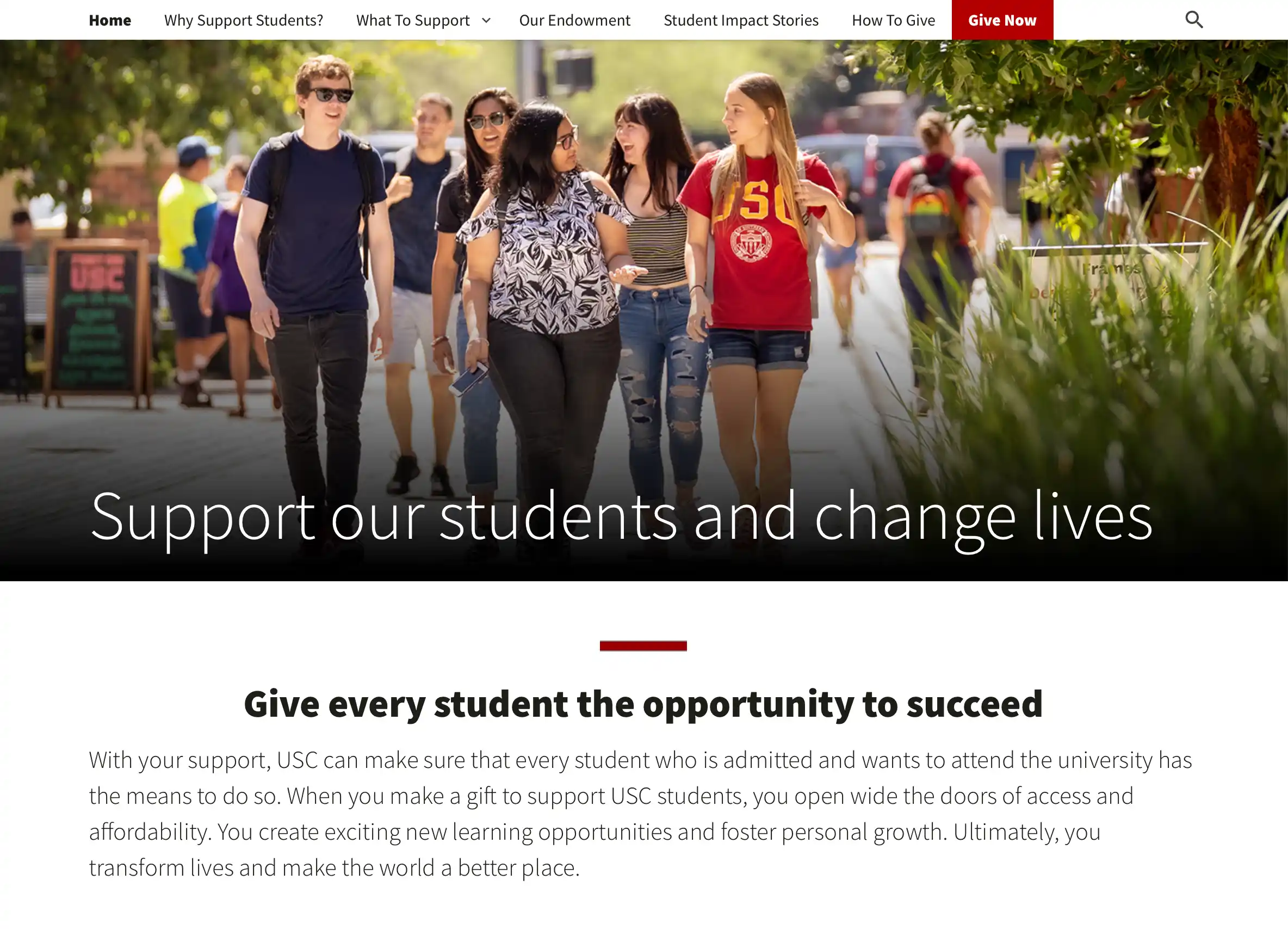 scholarships and student support website